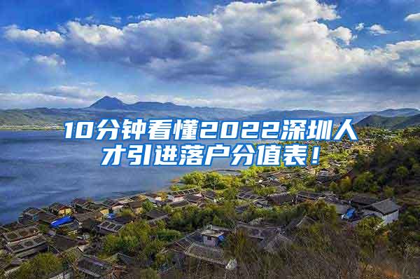 10分钟看懂2022深圳人才引进落户分值表！