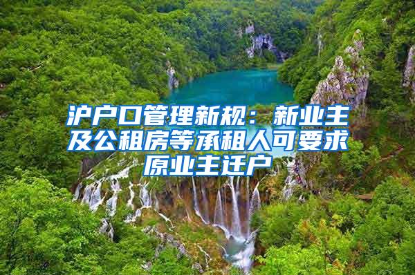 沪户口管理新规：新业主及公租房等承租人可要求原业主迁户