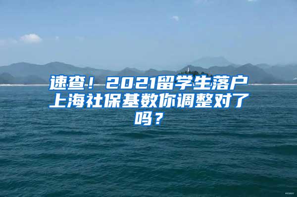 速查！2021留学生落户上海社保基数你调整对了吗？