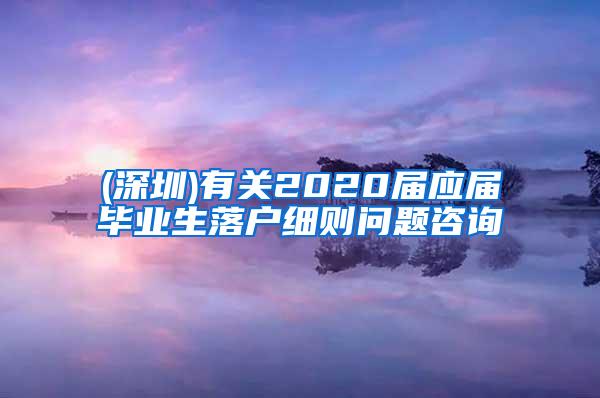 (深圳)有关2020届应届毕业生落户细则问题咨询