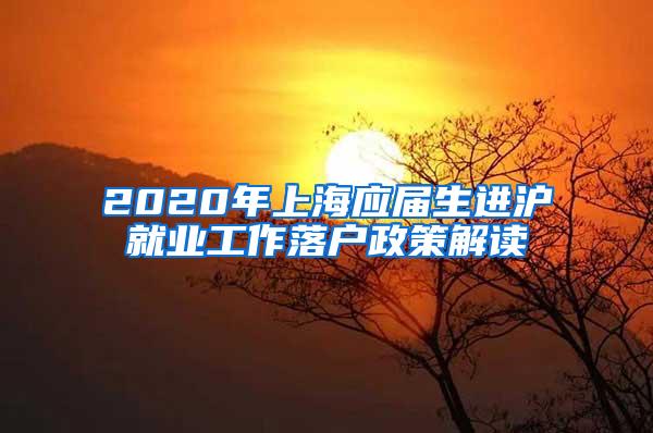 2020年上海应届生进沪就业工作落户政策解读