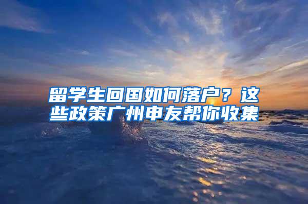 留学生回国如何落户？这些政策广州申友帮你收集