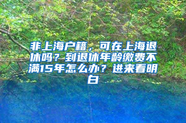 非上海户籍，可在上海退休吗？到退休年龄缴费不满15年怎么办？进来看明白