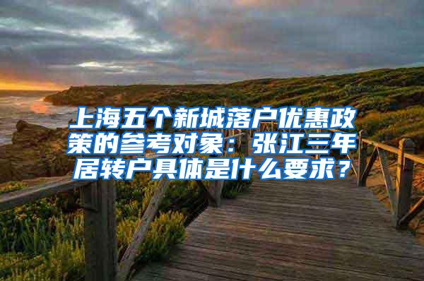 上海五个新城落户优惠政策的参考对象：张江三年居转户具体是什么要求？