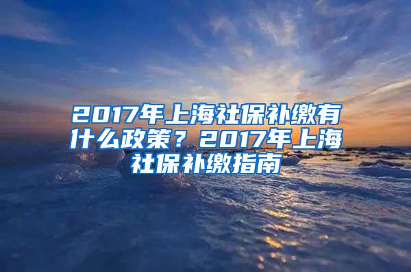 2017年上海社保补缴有什么政策？2017年上海社保补缴指南