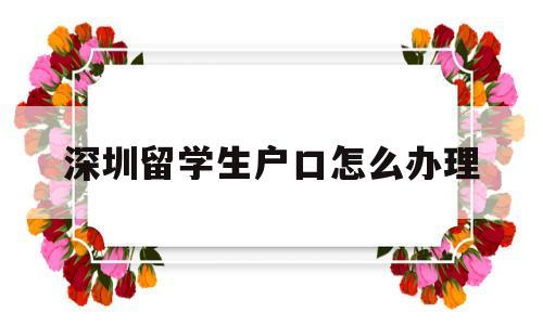 深圳留学生户口怎么办理(留学生办理深圳户口2019流程) 大专入户深圳