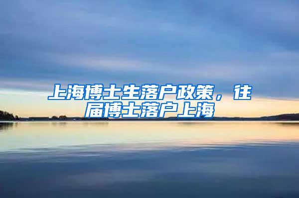 上海博士生落户政策，往届博士落户上海