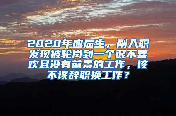 2020年应届生，刚入职发现被轮岗到一个很不喜欢且没有前景的工作，该不该辞职换工作？