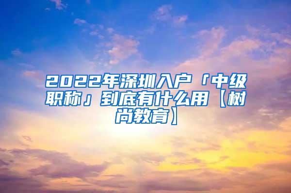 2022年深圳入户「中级职称」到底有什么用【树尚教育】