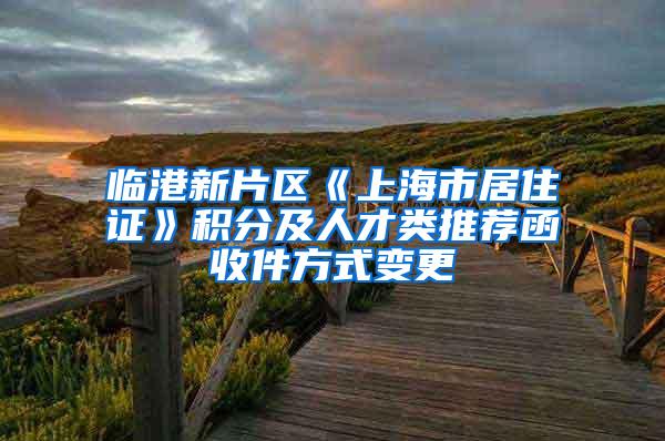 临港新片区《上海市居住证》积分及人才类推荐函收件方式变更