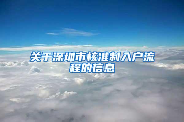 关于深圳市核准制入户流程的信息