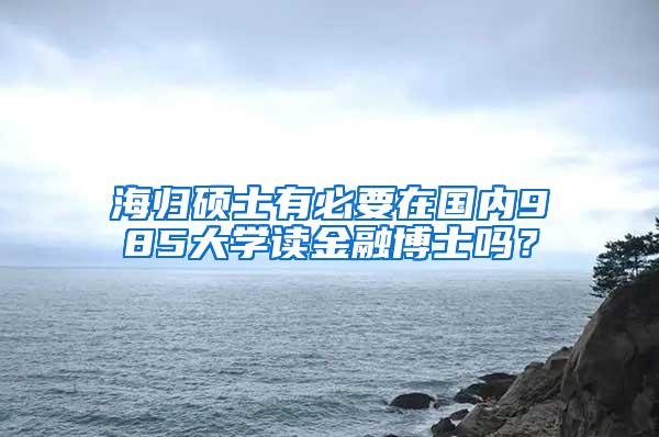 海归硕士有必要在国内985大学读金融博士吗？