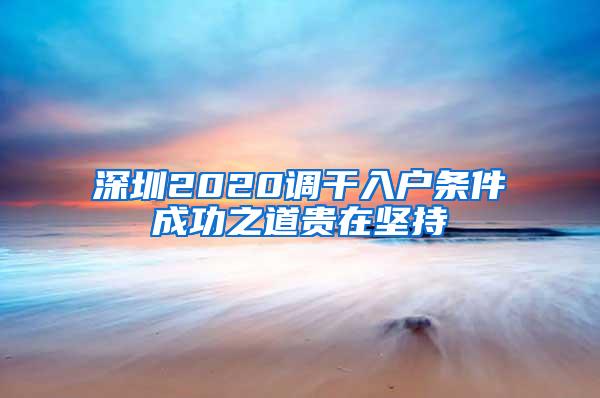 深圳2020调干入户条件成功之道贵在坚持