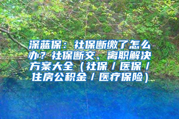 深蓝保：社保断缴了怎么办？社保断交、离职解决方案大全（社保／医保／住房公积金／医疗保险）