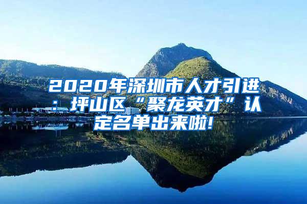 2020年深圳市人才引进：坪山区“聚龙英才”认定名单出来啦!