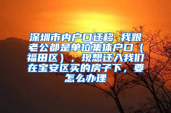 深圳市内户口迁移 我跟老公都是单位集体户口（福田区），现想迁入我们在宝安区买的房子下，要怎么办理