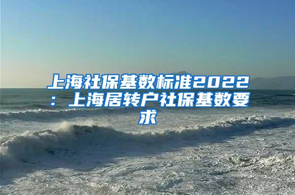 上海社保基数标准2022：上海居转户社保基数要求