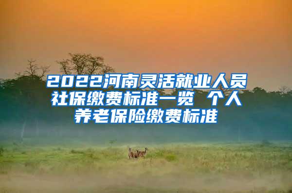 2022河南灵活就业人员社保缴费标准一览 个人养老保险缴费标准