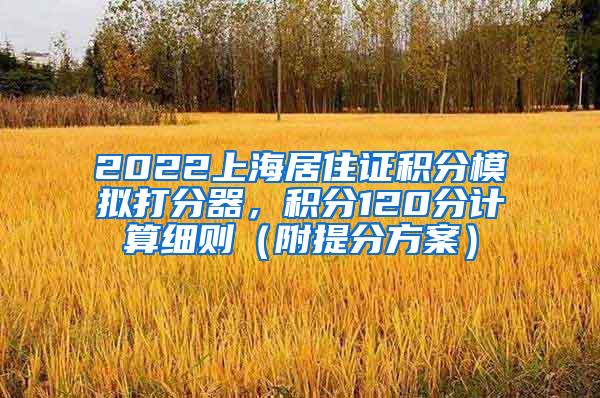 2022上海居住证积分模拟打分器，积分120分计算细则（附提分方案）