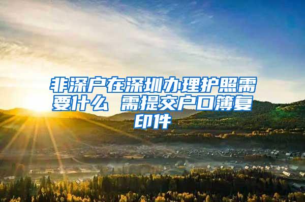 非深户在深圳办理护照需要什么 需提交户口簿复印件