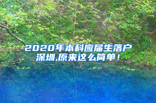 2020年本科应届生落户深圳,原来这么简单！