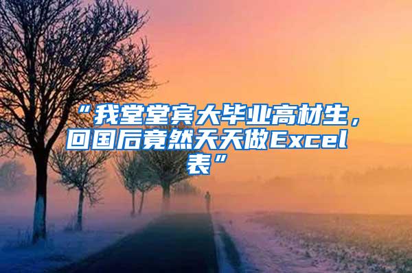 “我堂堂宾大毕业高材生，回国后竟然天天做Excel表”