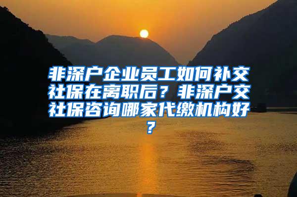 非深户企业员工如何补交社保在离职后？非深户交社保咨询哪家代缴机构好？