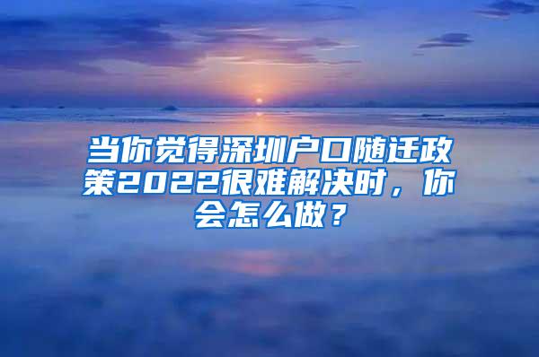 当你觉得深圳户口随迁政策2022很难解决时，你会怎么做？