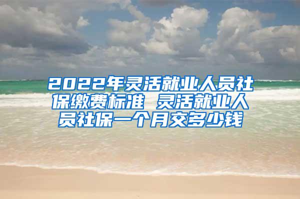 2022年灵活就业人员社保缴费标准 灵活就业人员社保一个月交多少钱