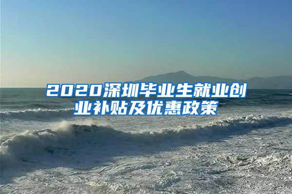 2020深圳毕业生就业创业补贴及优惠政策