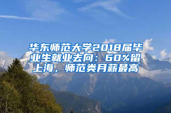 华东师范大学2018届毕业生就业去向：60%留上海，师范类月薪最高