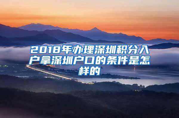 2018年办理深圳积分入户拿深圳户口的条件是怎样的