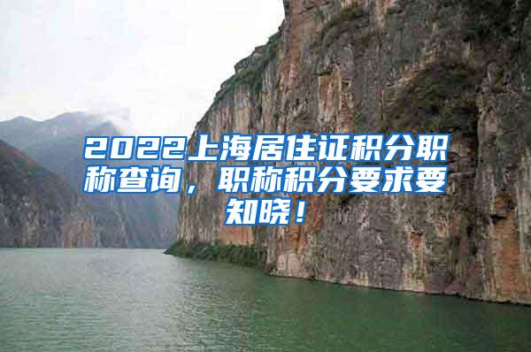 2022上海居住证积分职称查询，职称积分要求要知晓！