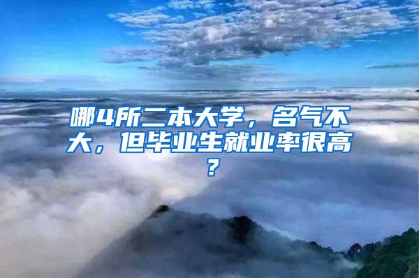 哪4所二本大学，名气不大，但毕业生就业率很高？