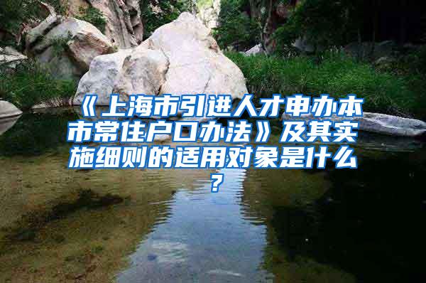 《上海市引进人才申办本市常住户口办法》及其实施细则的适用对象是什么？