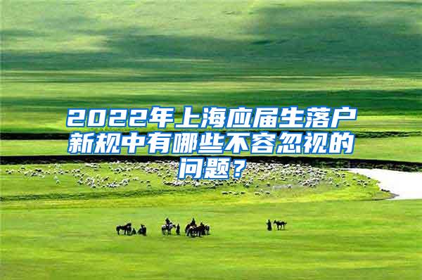 2022年上海应届生落户新规中有哪些不容忽视的问题？