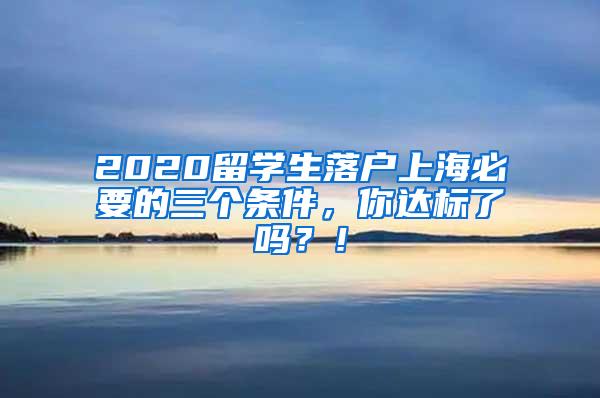 2020留学生落户上海必要的三个条件，你达标了吗？！