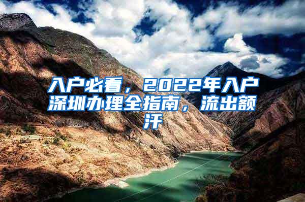 入户必看，2022年入户深圳办理全指南，流出额汗