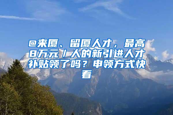 @来厦、留厦人才，最高8万元／人的新引进人才补贴领了吗？申领方式快看→