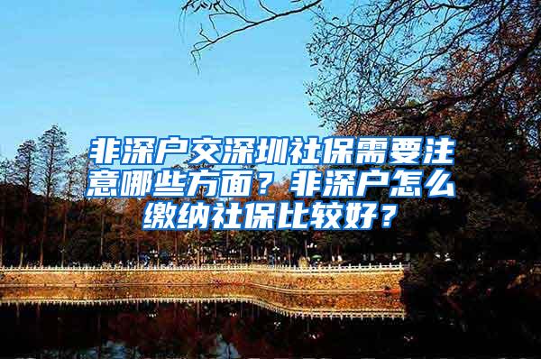 非深户交深圳社保需要注意哪些方面？非深户怎么缴纳社保比较好？