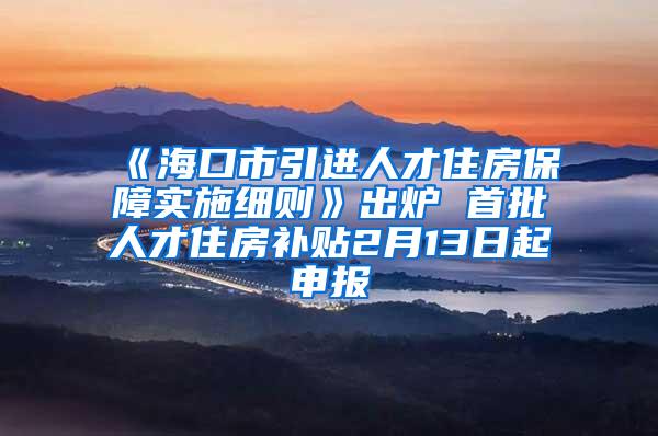 《海口市引进人才住房保障实施细则》出炉 首批人才住房补贴2月13日起申报