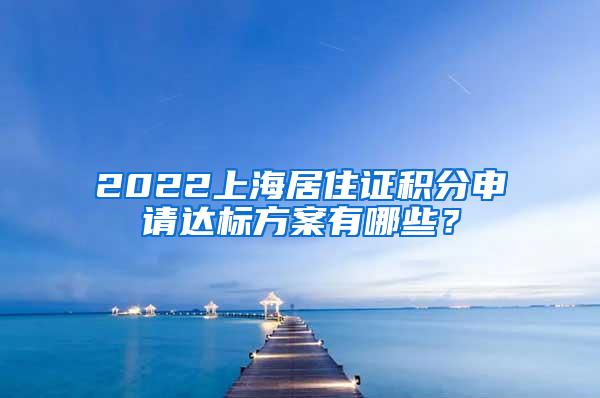 2022上海居住证积分申请达标方案有哪些？