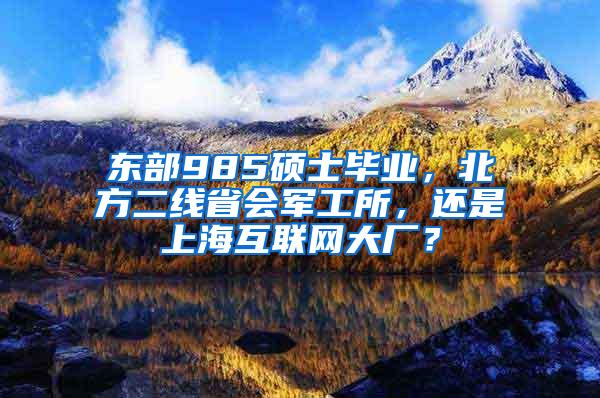 东部985硕士毕业，北方二线省会军工所，还是上海互联网大厂？