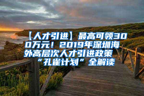 【人才引进】最高可领300万元！2019年深圳海外高层次人才引进政策“孔雀计划”全解读