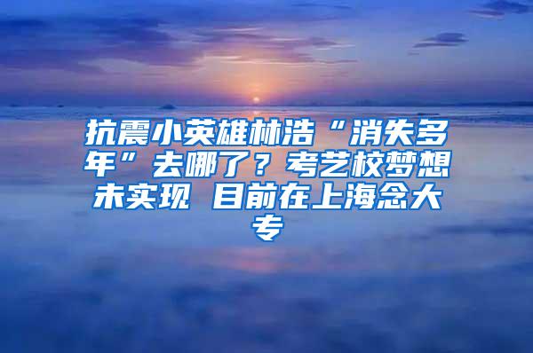 抗震小英雄林浩“消失多年”去哪了？考艺校梦想未实现 目前在上海念大专