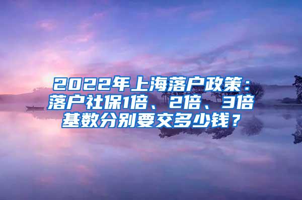 2022年上海落户政策：落户社保1倍、2倍、3倍基数分别要交多少钱？