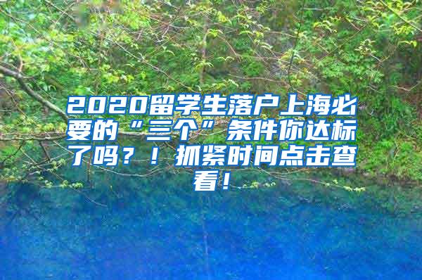 2020留学生落户上海必要的“三个”条件你达标了吗？！抓紧时间点击查看！