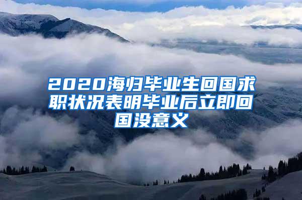 2020海归毕业生回国求职状况表明毕业后立即回国没意义