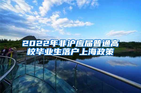 2022年非沪应届普通高校毕业生落户上海政策