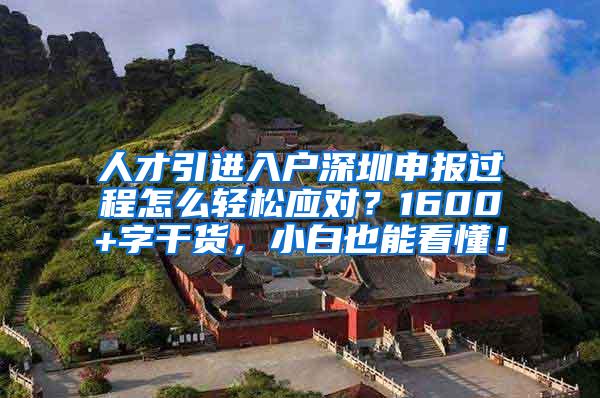 人才引进入户深圳申报过程怎么轻松应对？1600+字干货，小白也能看懂！